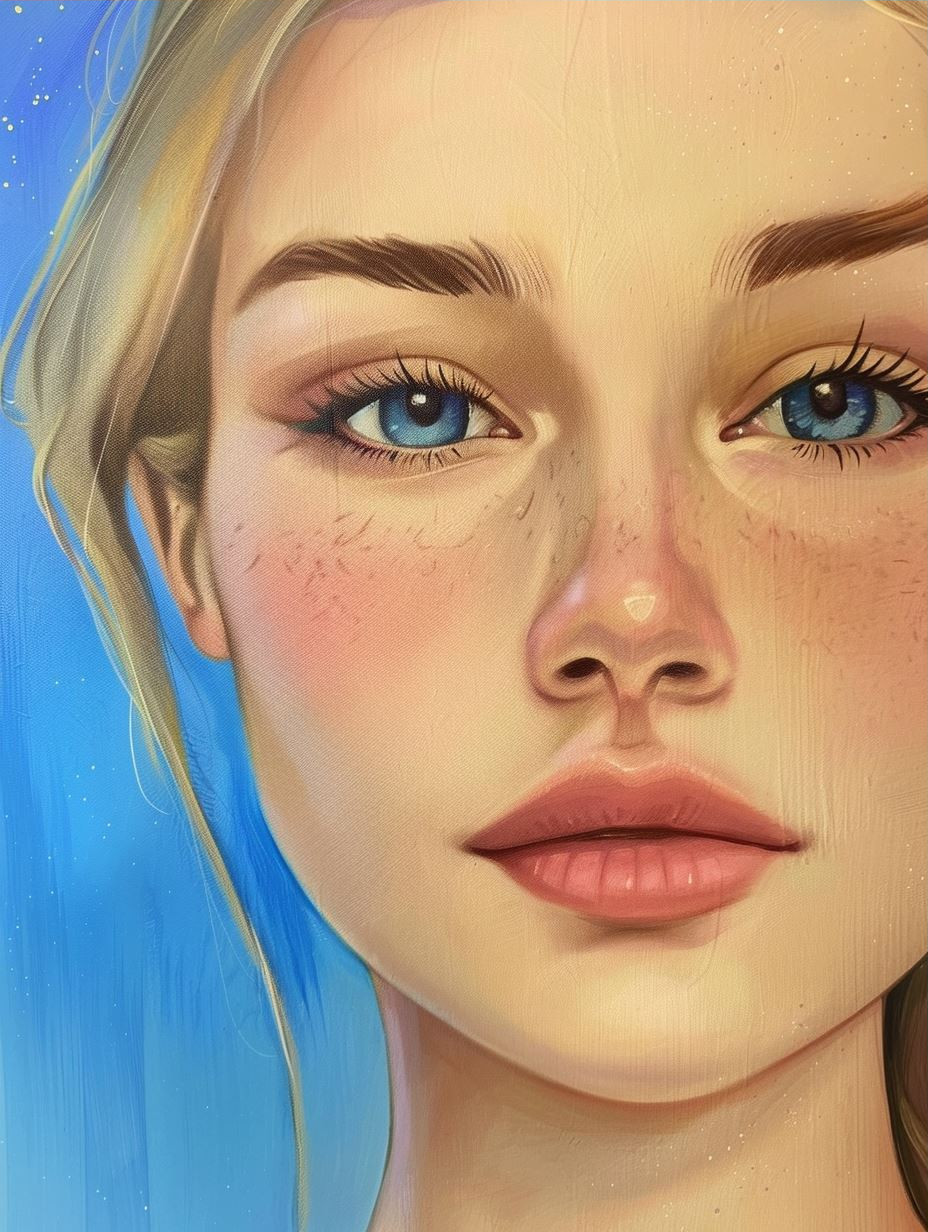 Ethereal Gaze in Azure Hues - Image 3