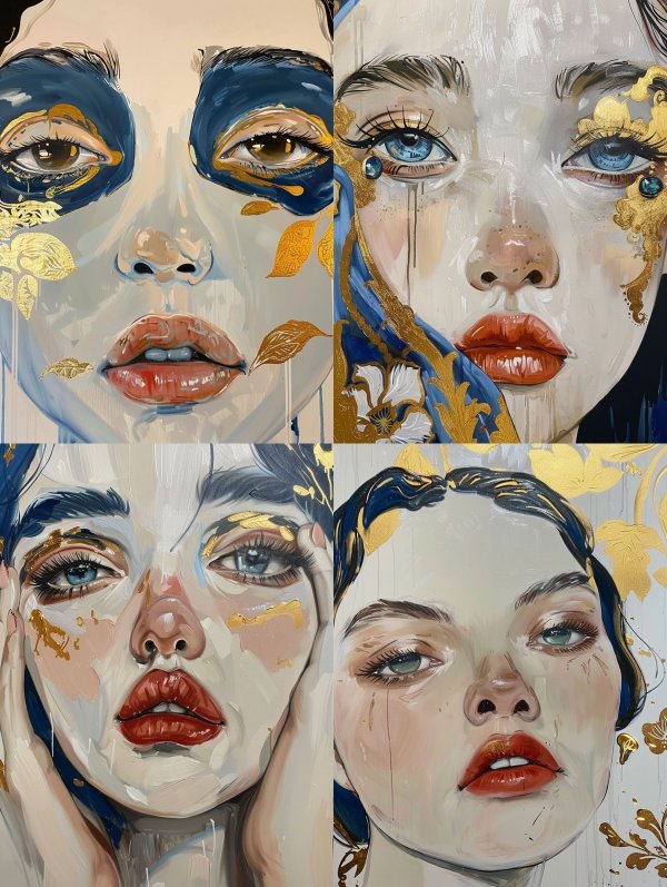 Gilded Azure Ethereal Portrait