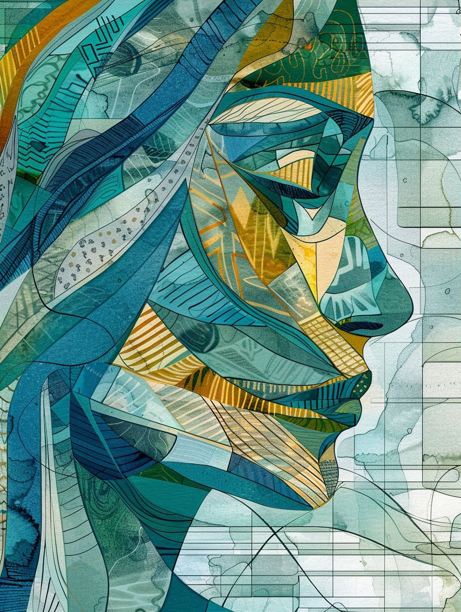 Fragmented Azure Geometric Portrait - Image 3
