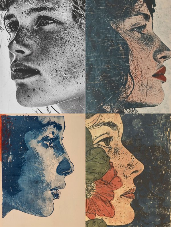 Vintage Grainy Portrait Collage