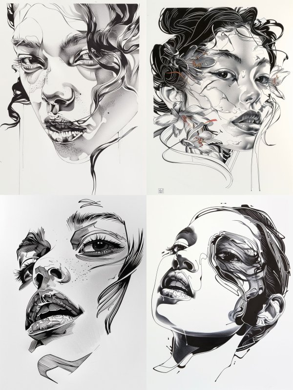 Surreal Ink Portrait of Fluidity