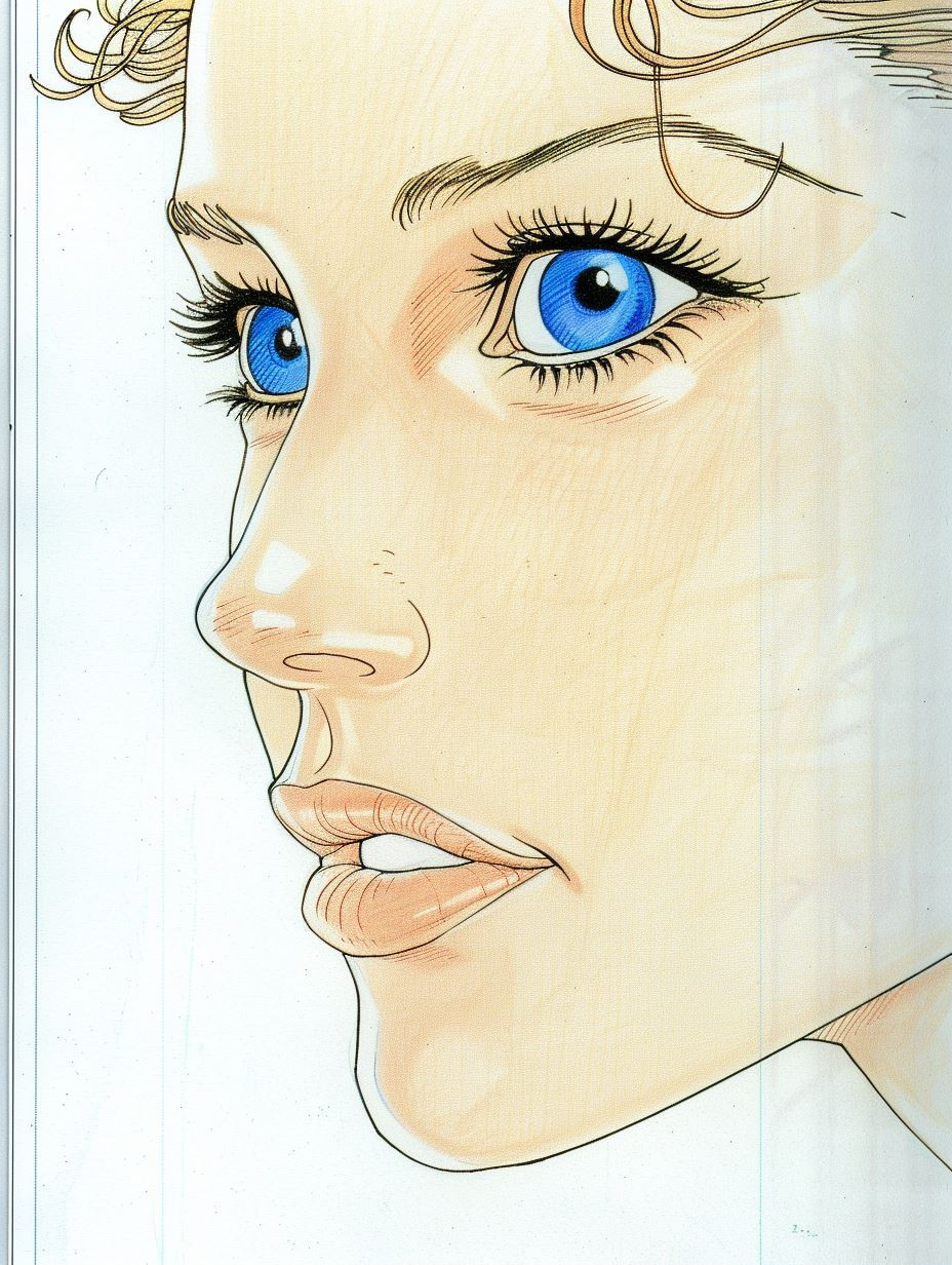 Ethereal Blue Gaze Illustration - Image 1