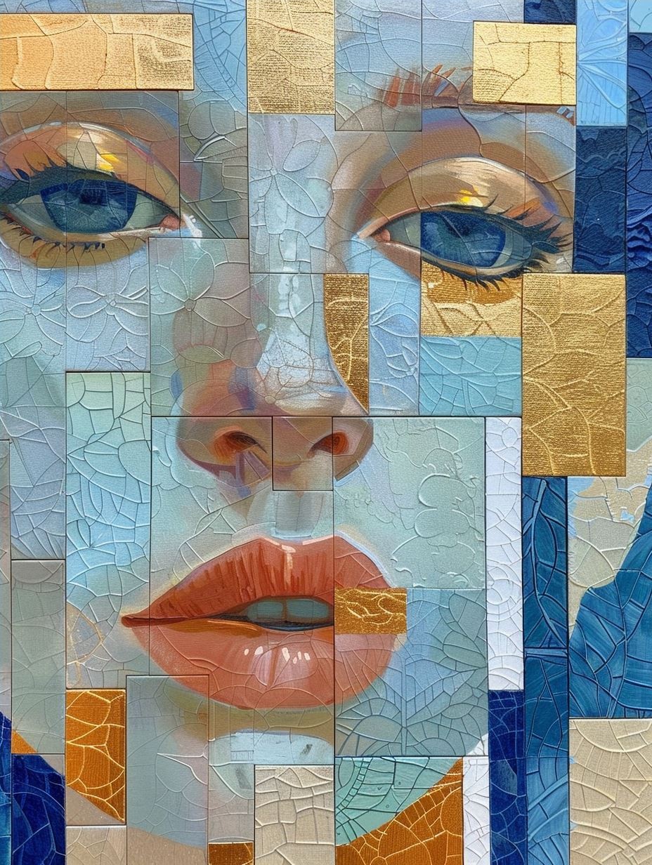 Fragmented Gaze in Gold Leaf - Image 4