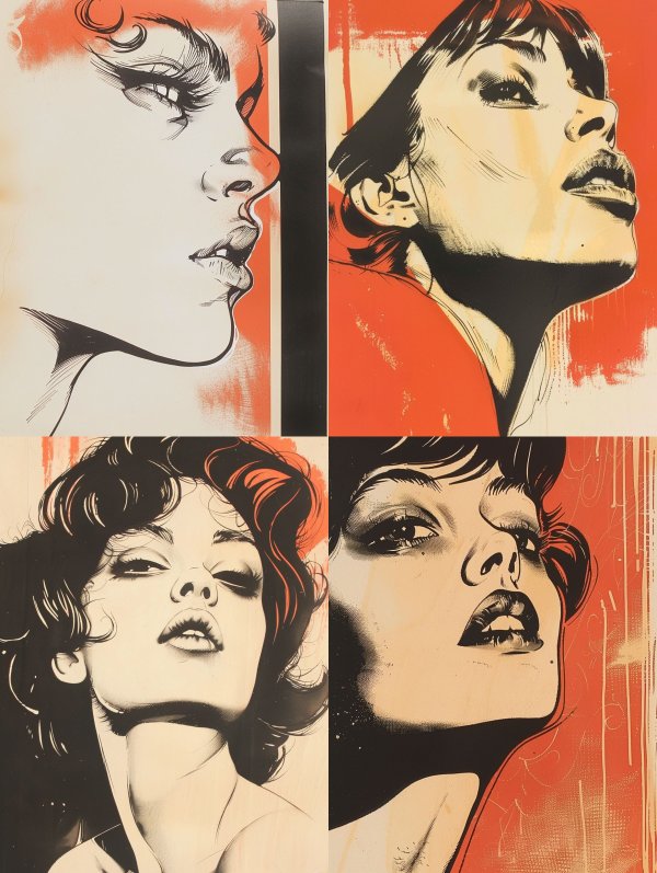 Pop Art Portraits in Bold Red