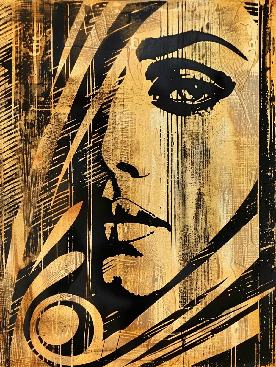 Golden Shadows Abstract Portraits - Image 3