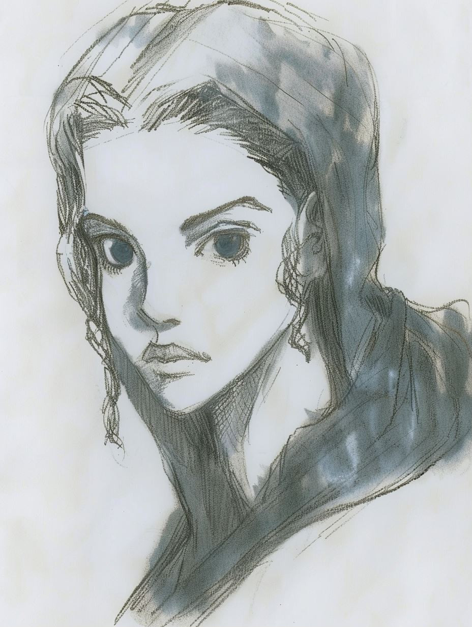 Melancholic Charcoal Portrait Study