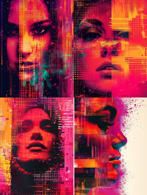 Neon Glitch Digital Portraiture