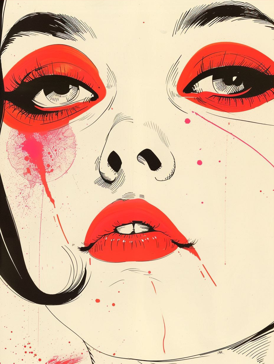 Crimson Geisha Modernist Noir - Image 3