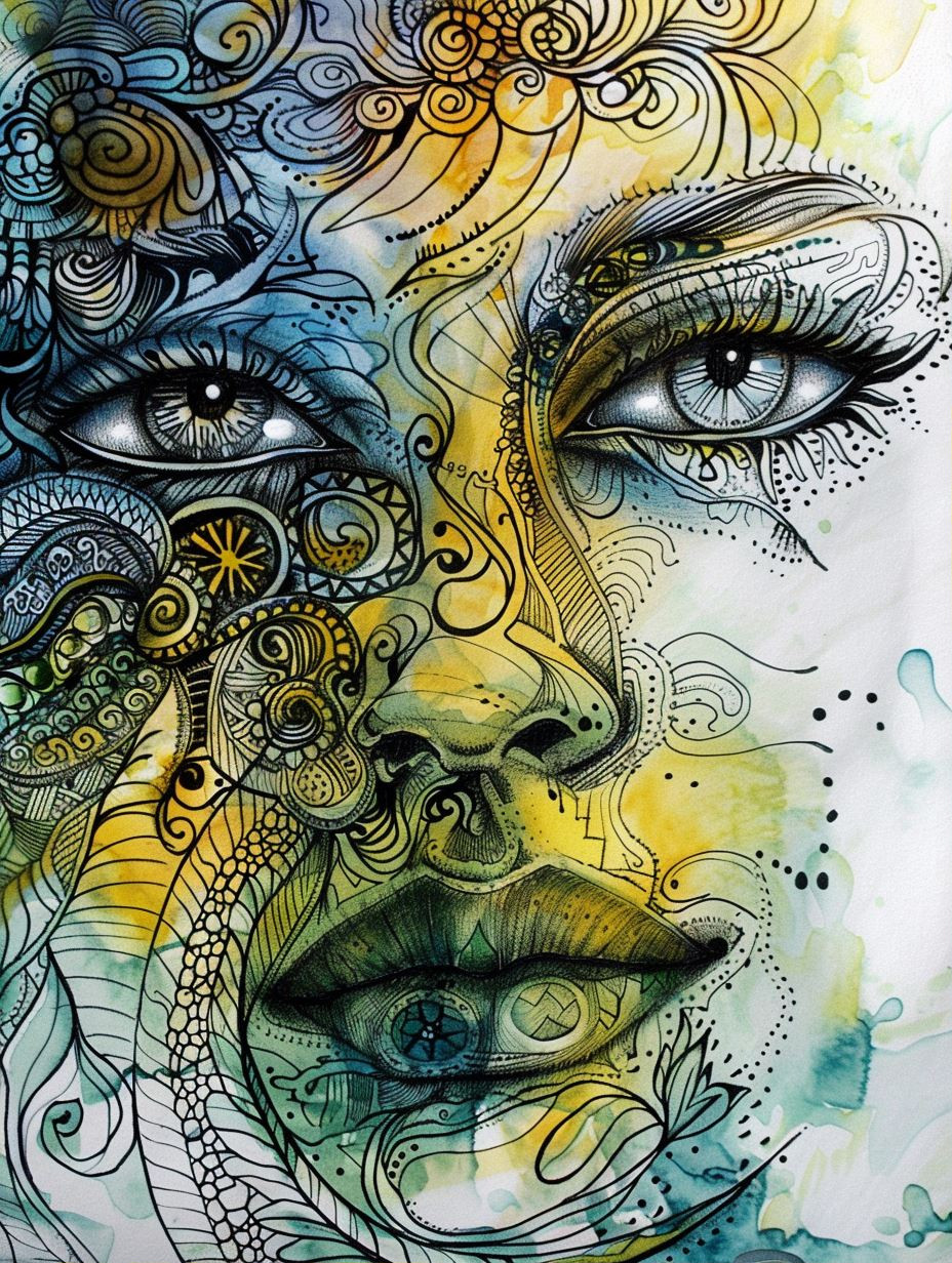 Intricate Psychedelic Portrait Study - Image 1