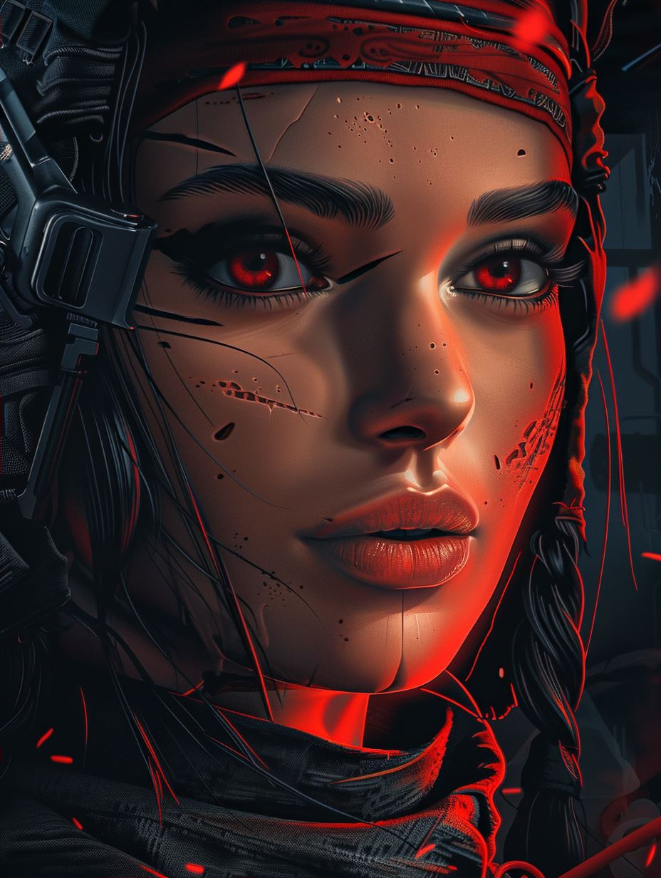 Neon Cybernetic Crimson Vision - Image 2