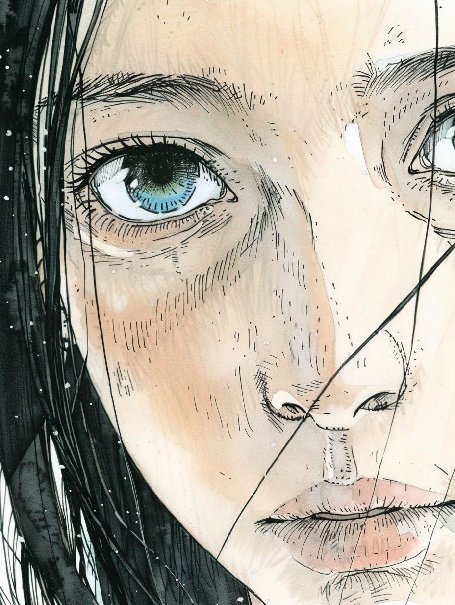 Melancholy Gaze in Watercolor - Image 3