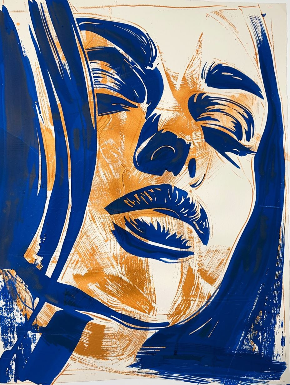 Abstract Blue Portrait Studies - Image 1