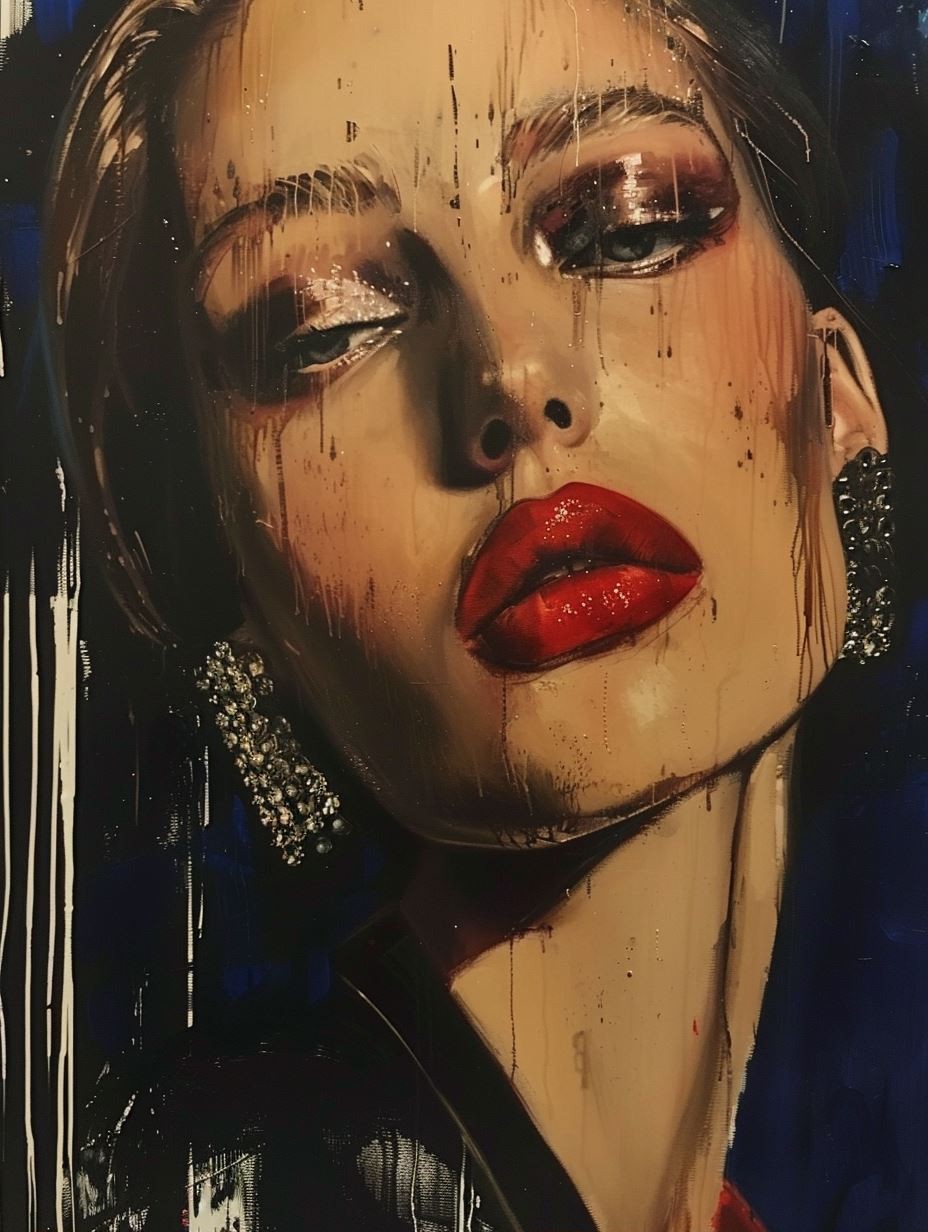 Melancholic Gaze in Crimson - Image 2