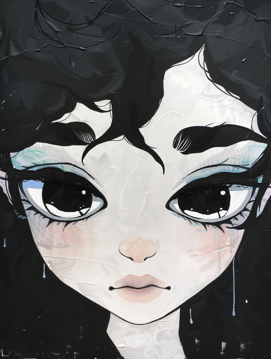 Melancholy Gaze in Heavy Impasto - Image 1