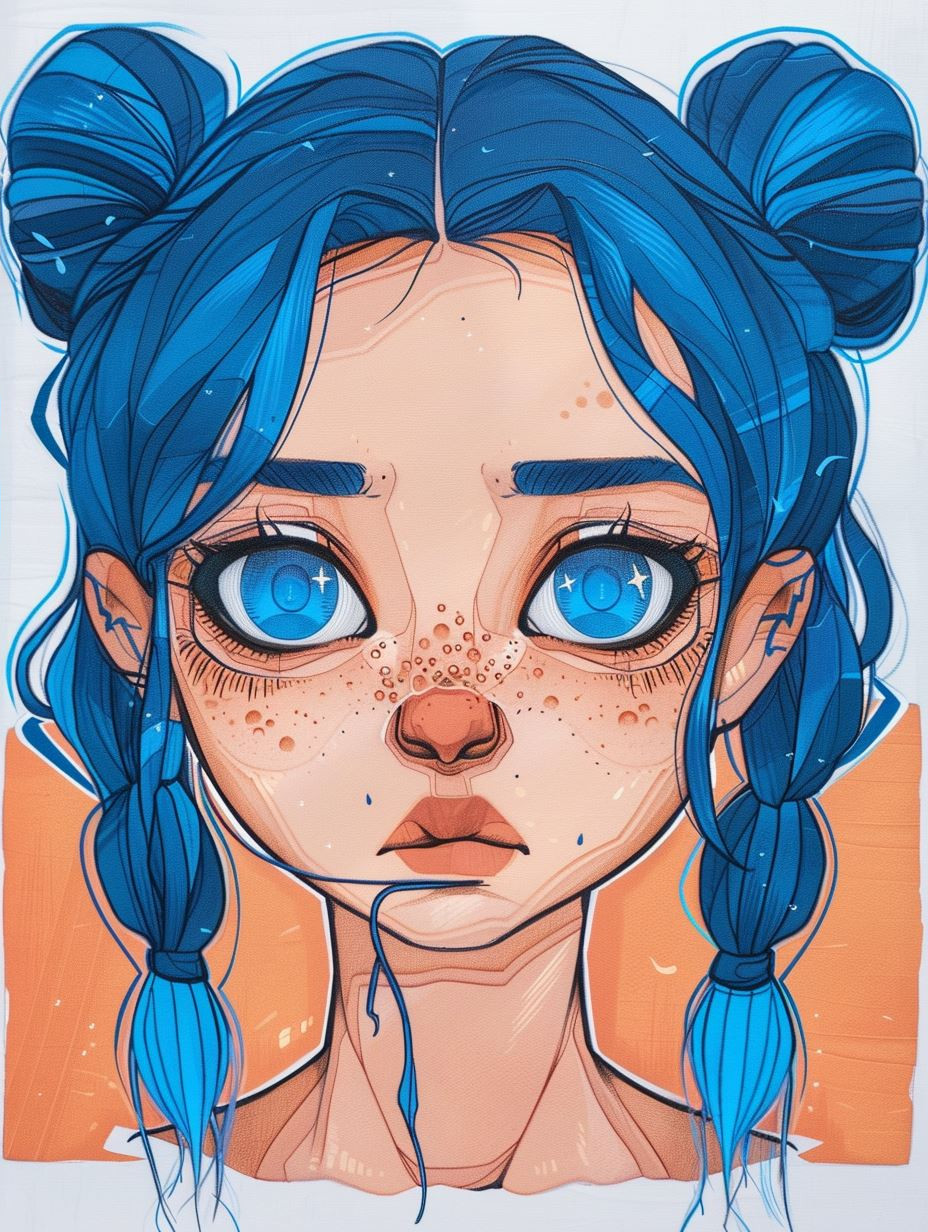 Azure Visions: Digital Portrait Study - Image 4