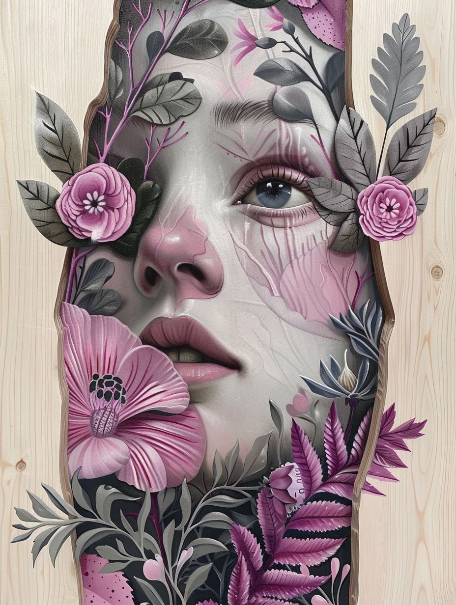 Ethereal Violet Floral Portrait - Image 4