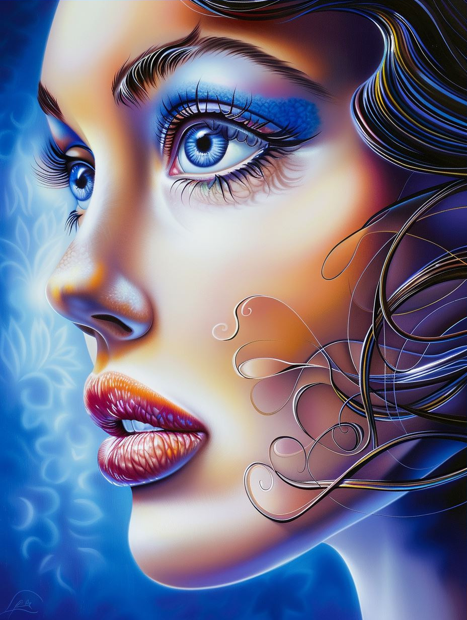Azure Visions: Ethereal Female Portraits - Image 3