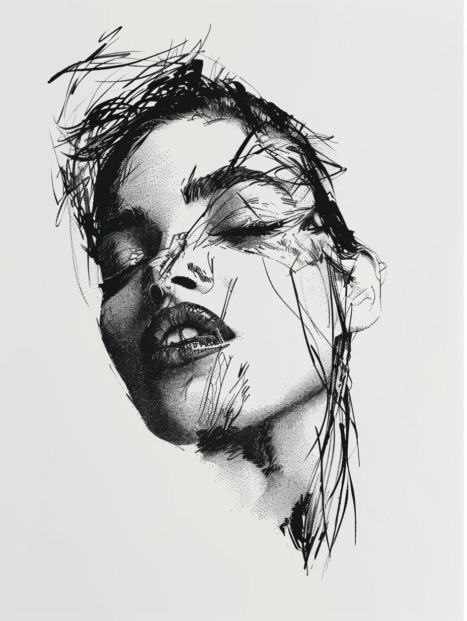Expressive Ink Portrait Study - Image 3