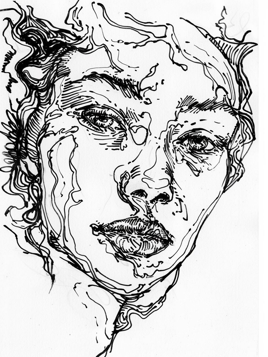 Raw Expressive Ink Portrait Studies - Image 1