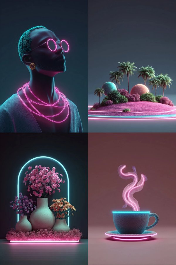 Neon Dreams: A Surreal Digital Collage