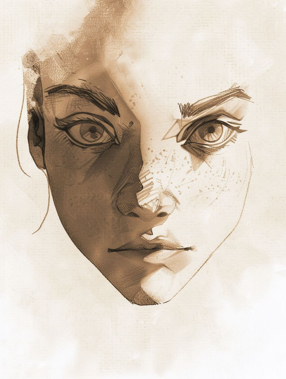 Sepia Toned Ethereal Portrait Sketch - Image 2