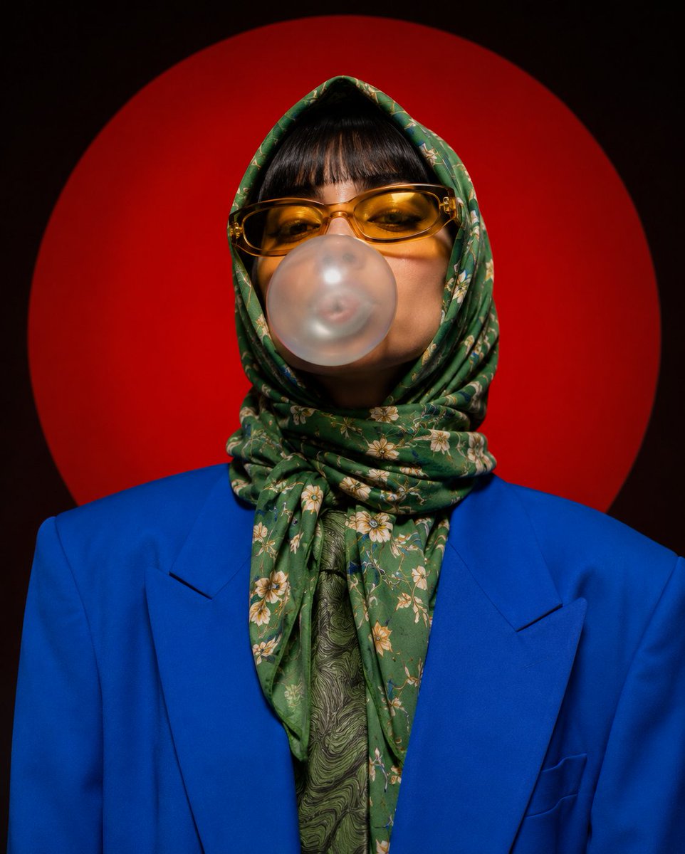 Avant-Garde Fashion Portrait with Bubblegum