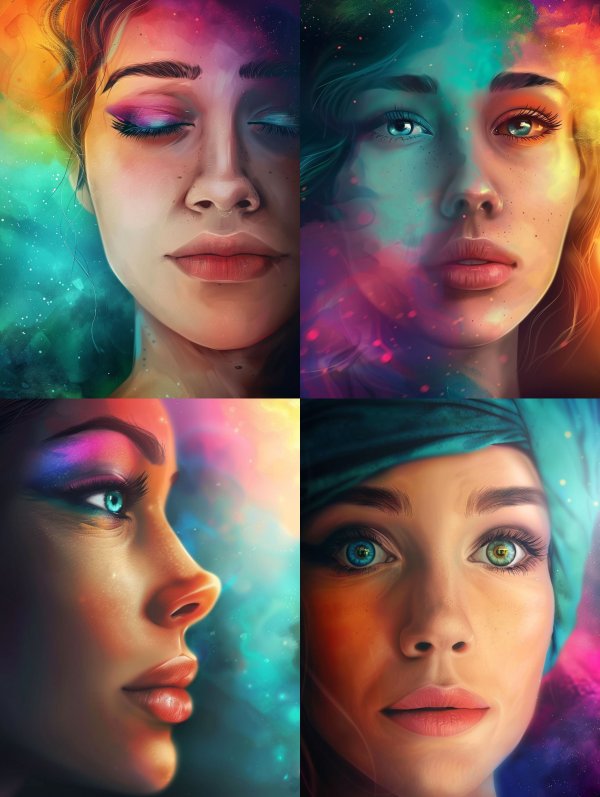 Ethereal Neon Prism Portraits