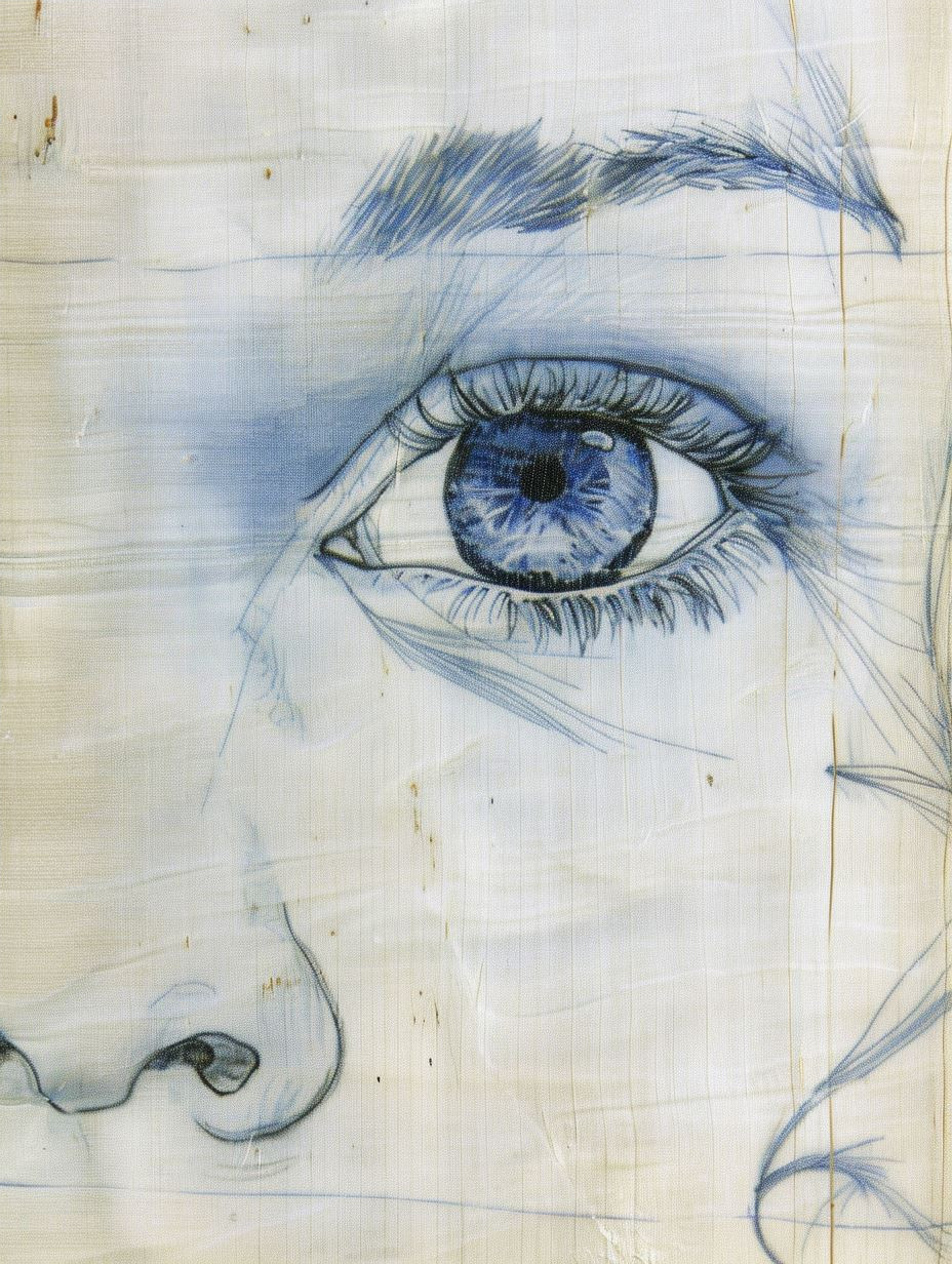 Ethereal Blue Ink Portrait Studies - Image 4
