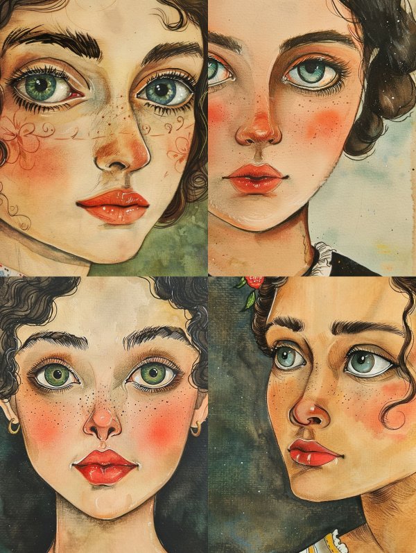 Ethereal Gazes in Watercolor