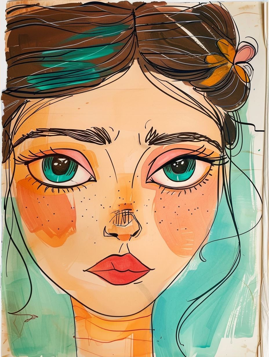 Whimsical Gazes: A Quartet of Stylized Portraits - Image 2