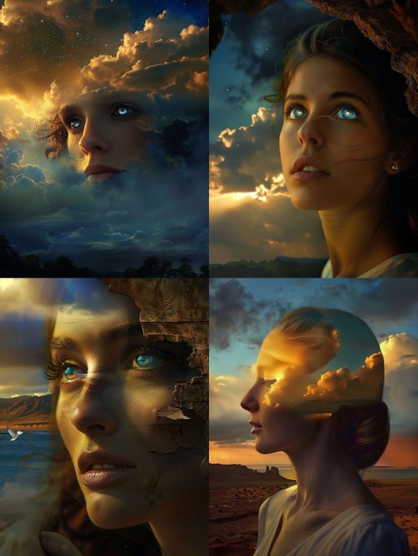 Celestial Gaze Through Golden Clouds