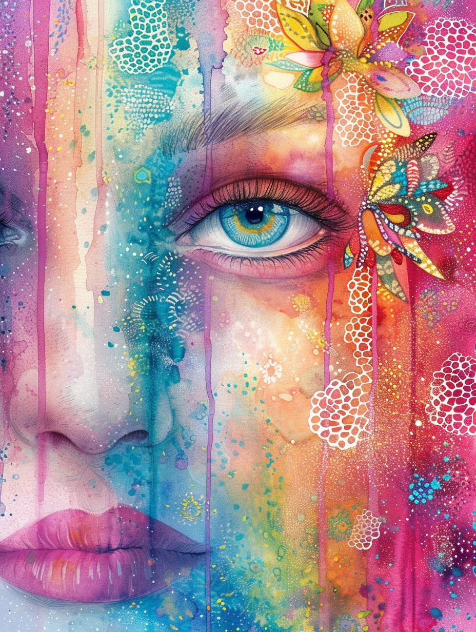 Prismatic Watercolor Dream Portrait - Image 1