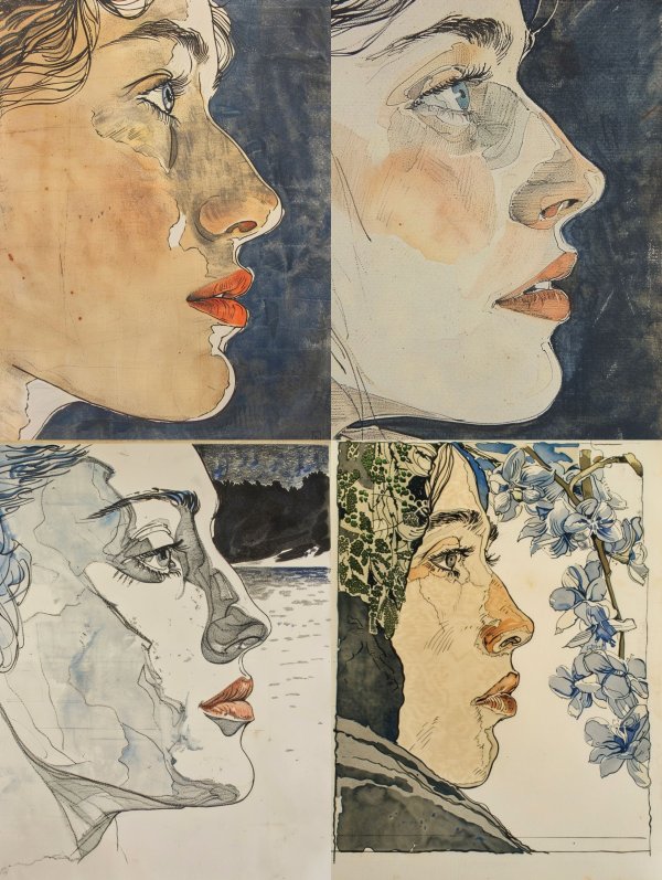 Ethereal Watercolor Profile Studies