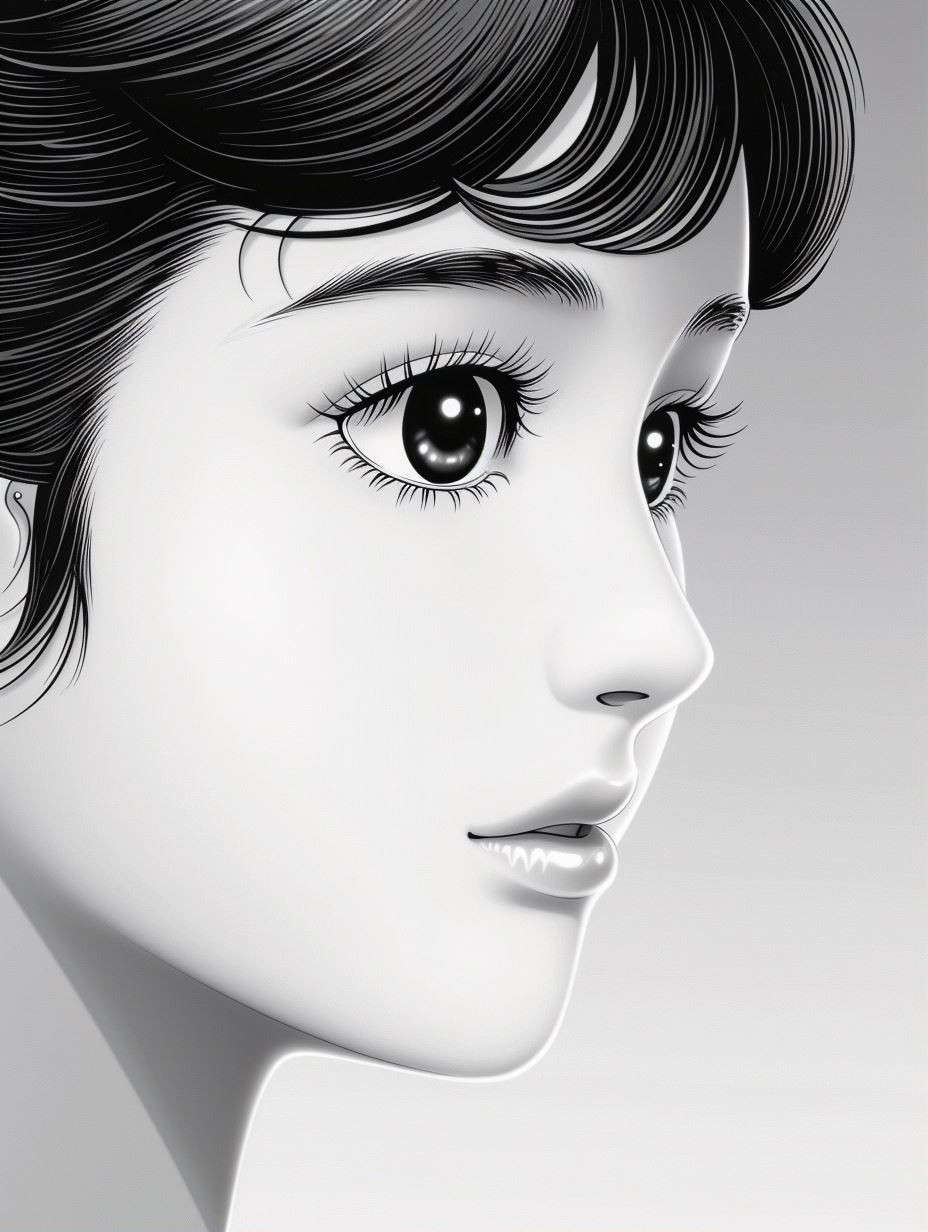 Ethereal Monochrome Manga Portrait