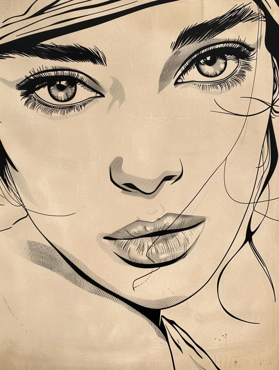 Elegant Ink Portrait Study - Image 2