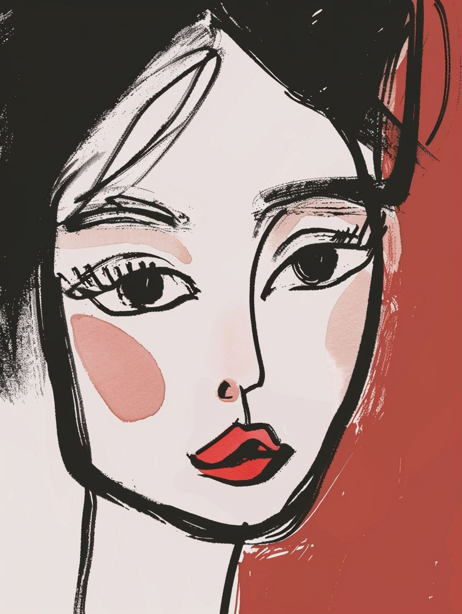 Minimalist Ink Portrait of Elegance - Image 1