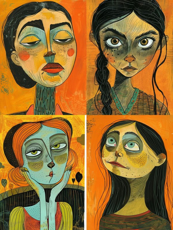 Melancholic Portraits in Ochre