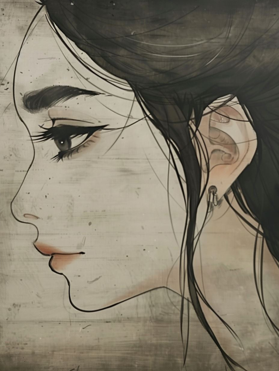 Melancholic Ink Wash Portraits - Image 2