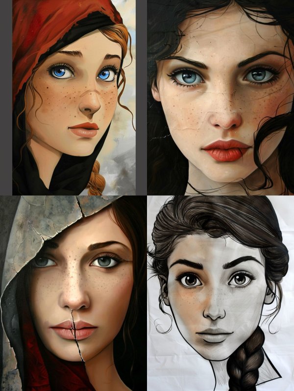 Diverse Digital Portraits of Freckled Women