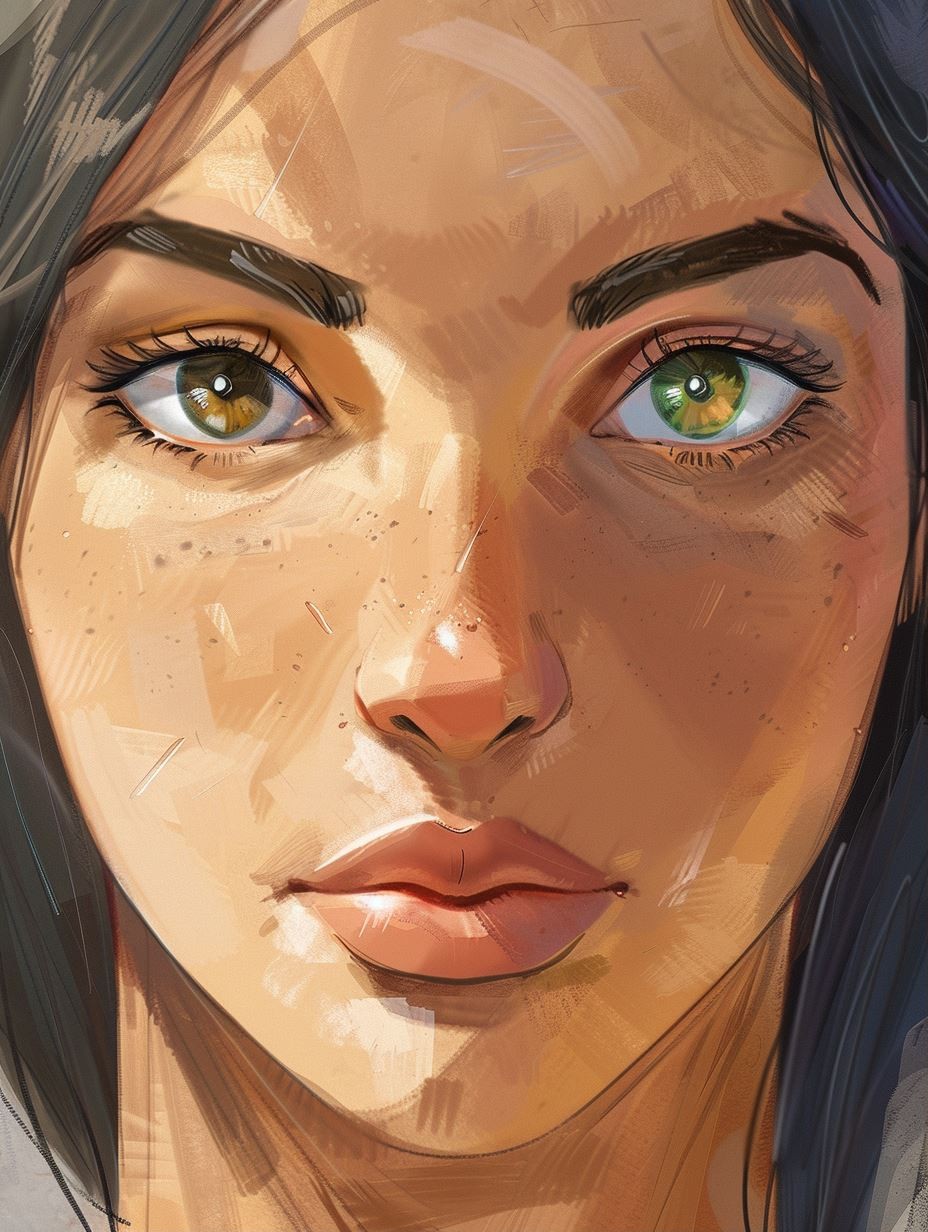 Ethereal Gaze in Digital Paint - Image 1