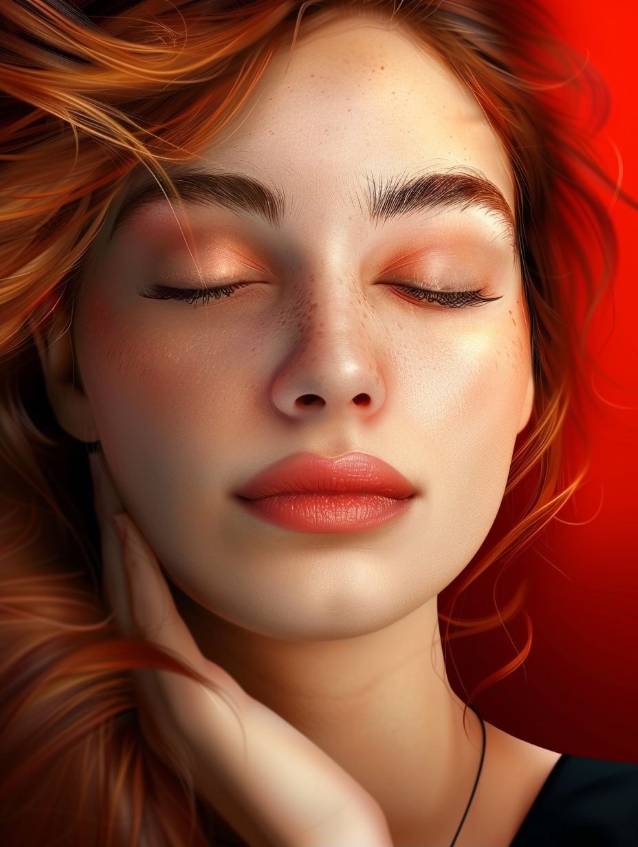 Radiant Beauty in Red Tones - Image 2