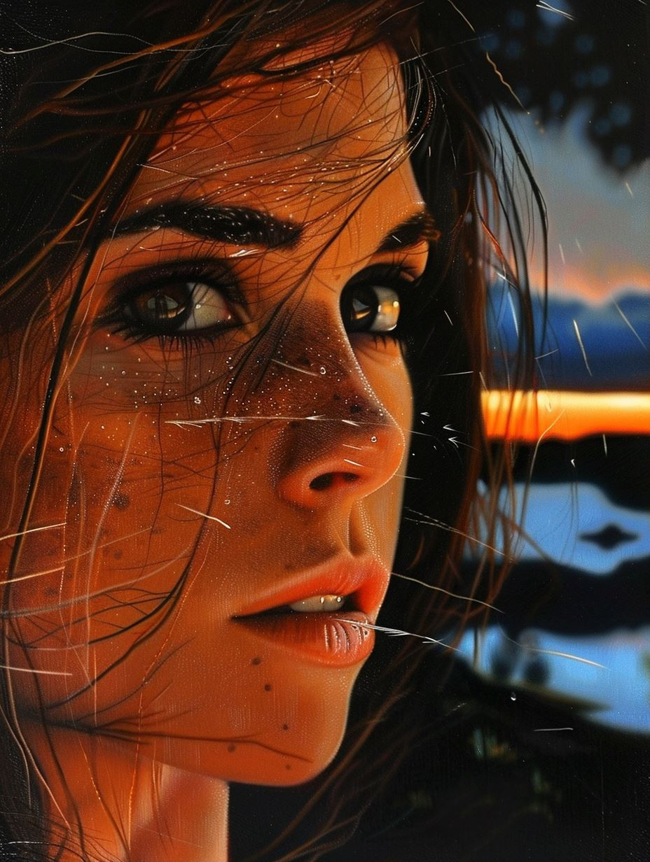 Golden Hour Rain Gaze - Image 1