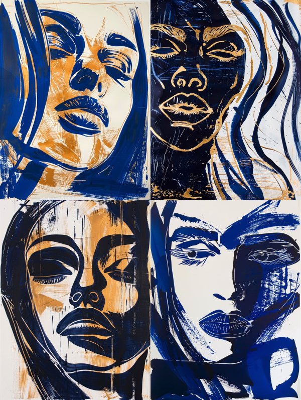 Abstract Blue Portrait Studies