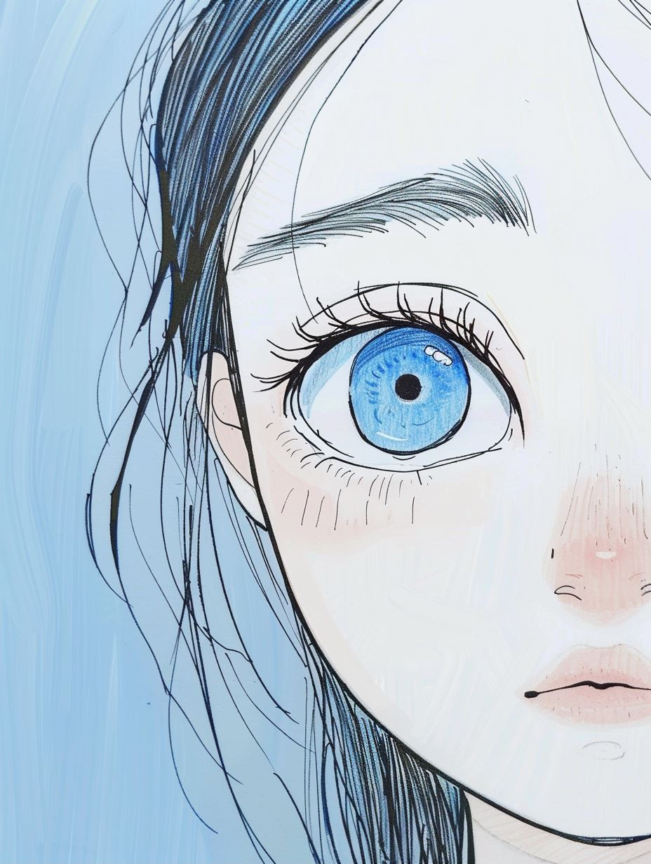 Ethereal Blue Anime Portraits - Image 2