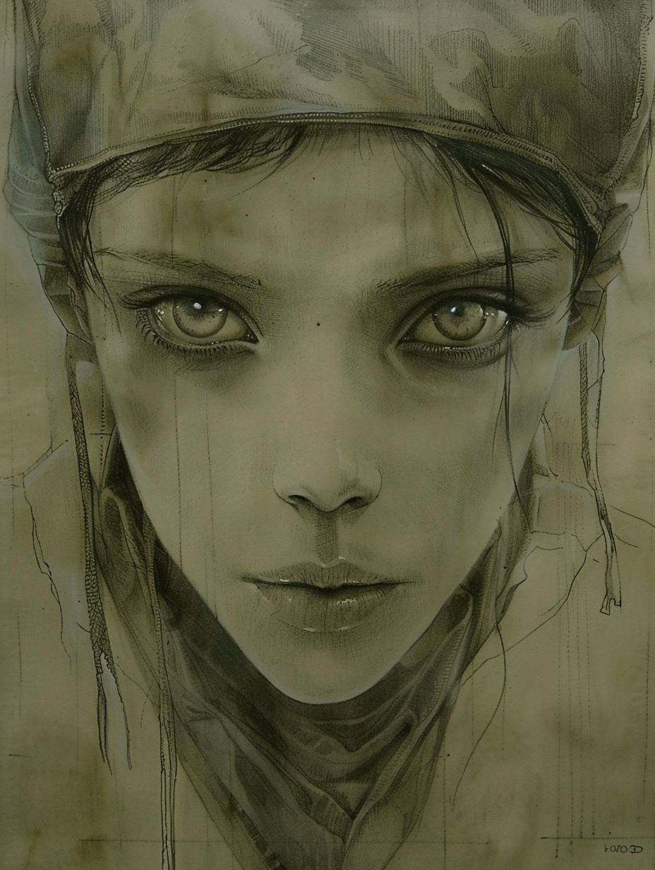 Melancholy Gaze in Distressed Oil - Image 4