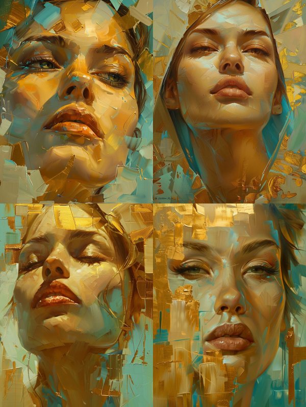 Ethereal Golden Oil Portraits