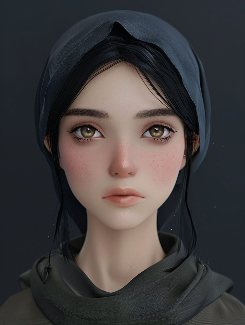 Serene Gaze in Slate Grey - Image 1