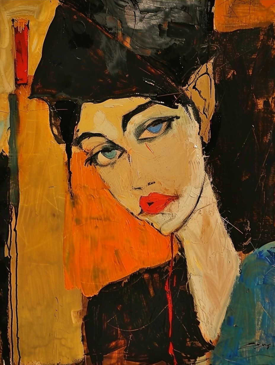 Abstract Fragmented Portrait in Ochre - Image 4
