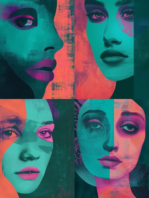 Neon Dreams Fragmented Portraits