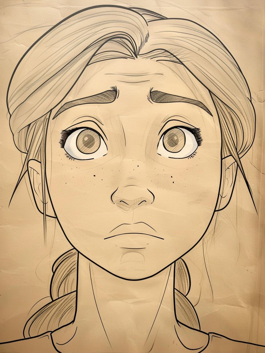 Melancholy Sketch on Aged Parchment - Image 1